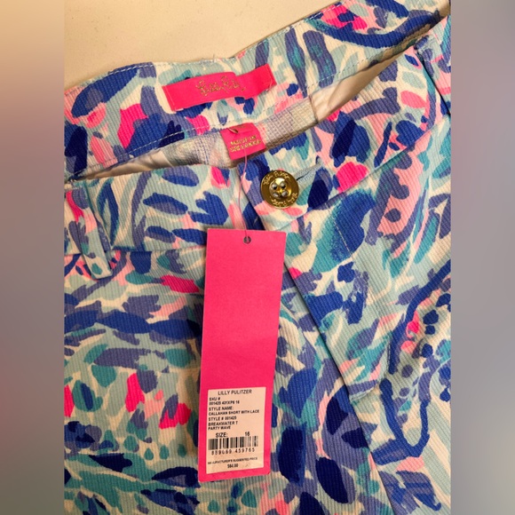 NWT Lilly Pulitzer Callahan Size 16 Short With Lace In Breakwater Party Wave - Picture 4 of 8
